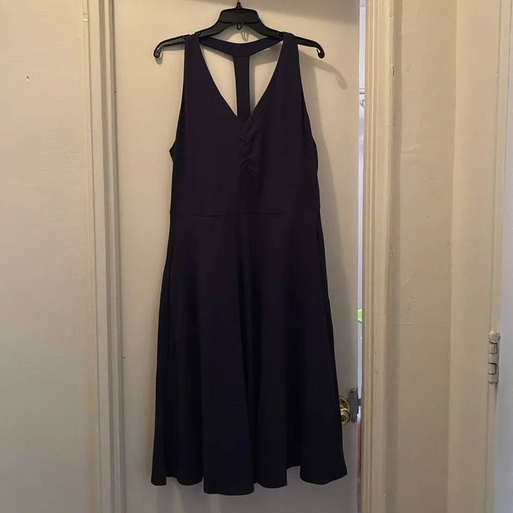 Pact Women's Eclipse Purple Fit & Flare Gathered Halter Dress - Picture 9 of 11